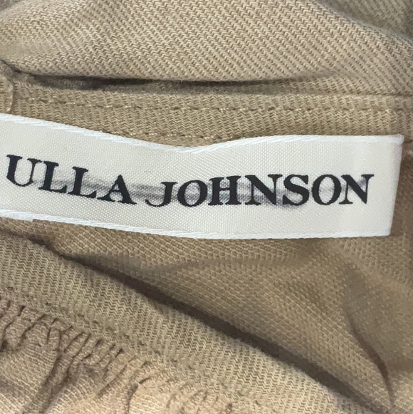 Ulla Johnson Linen Blend Cecily Ruffled Midi Dress In Khaki Size 0 - Picture 8 of 11